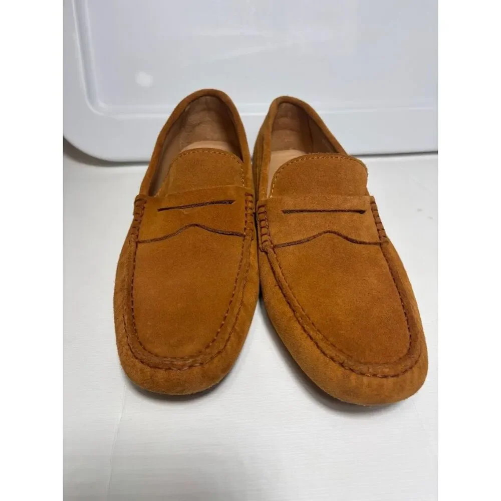 Men's Brown Suede Penny Loafers - Classic Slip-On Style